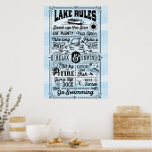 Blue White Lake Rules Poster (Keuken)