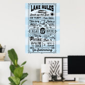 Blue White Lake Rules Poster (Thuiskantoor)