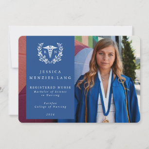 Blue + White Laurel Wreath Registered Neurse Foto Aankondiging