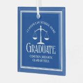 Blue White Law School Afstuderen Kerst Glas Ornament (Voorkant links)