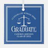 Blue White Law School Afstuderen Kerst Glas Ornament (Voorkant)