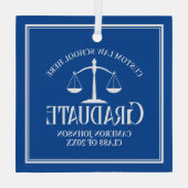 Blue White Law School Afstuderen Kerst Glas Ornament (Achterkant)