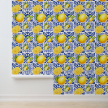 Blue White Lemon Pattern Mediterranean Citrus