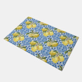 Blue White Lemon Tile Mediterranean Pattern Deurmat (Schuin)