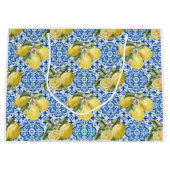 Blue White Lemon Tile Mediterranean Pattern Groot Cadeauzakje (Voorkant)