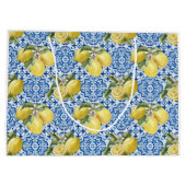 Blue White Lemon Tile Mediterranean Pattern Groot Cadeauzakje (Achterkant)
