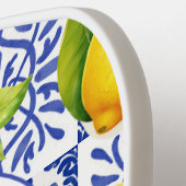 Blue White Lemon Tile Pattern Citrus Monogram Name Pickleball Paddle (Links Detail)