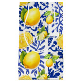 Blue White Lemon Tile Pattern Mediterranean Citrus Klein Cadeauzakje (Voorkant)
