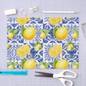 Blue White Lemon Tile Pattern Mediterranean Citrus Tissuepapier (Craft)