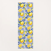 Blue White Lemon Tile Pattern Mediterranean Citrus Yogamat (Voorkant)