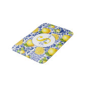 Blue White Lemon Tile Pattern Name Monogram Citrus Badmat (Gekanteld)