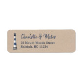 Blue White Lighthouse Kraft Return Address Label (Voorkant)