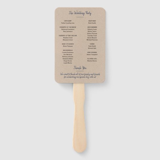 Blue White Lighthouse Kraft Wedding Program Hand F Handwaaier (Achterkant)