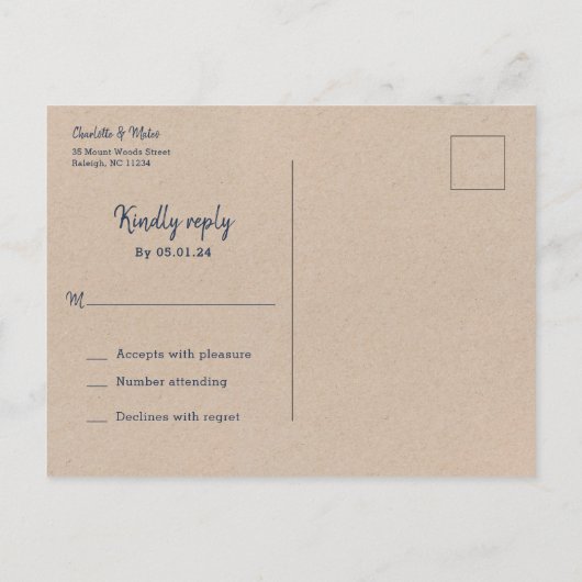 Blue White Lighthouse Wedding RSVP Briefkaart (Achterkant)