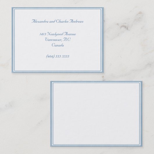 Blue/White Lijst New Address Notification Card Visitekaartje (Voorkant / Achterkant)