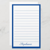 Blue White Lines Frames Monogram Names Custom Briefpapier (Voorkant / Achterkant)