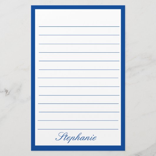 Blue White Lines Frames Monogram Names Custom Briefpapier (Voorkant)