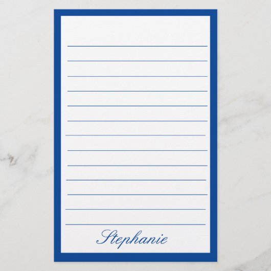 Blue White Lines Frames Monogram Names Custom Briefpapier (Voorkant)