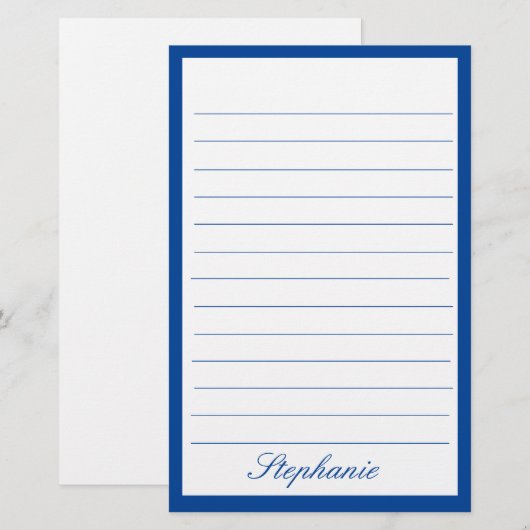Blue White Lines Frames Monogram Names Custom Briefpapier (Voorkant / Achterkant)