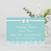 Blue White Lingerie Vrijgezellenfeest Lace Invitat Kaart (Staand voorkant)