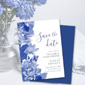 Blue White Lotus Floral Chinoiserie Save the Date