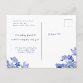 Blue White Lotus Floral Chinoiserie Save the Date Briefkaart (Achterkant)