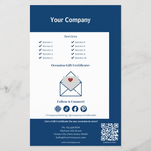 Blue White Loyalty Cadeaubon Promotie Flyer (Achterkant)