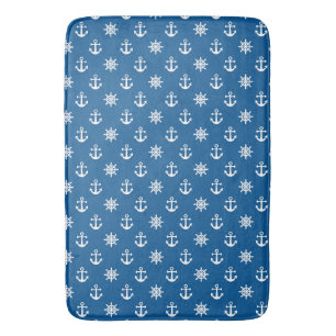 Blue White Marine Nautical Anchor Shiwheels Badmat