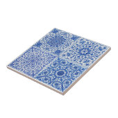 Blue White Mediterranean Tile Botanical Pattern Tegeltje (Zijkant)