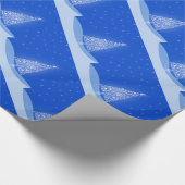 Blue White Merry-kerstboompatroon met sterren Cadeaupapier (Hoek)
