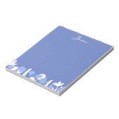 Blue White Minimal Floral Personalized Notepad Notitieblok (Linkerzijde)