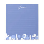 Blue White Minimal Floral Personalized Notepad Notitieblok (Voorkant)