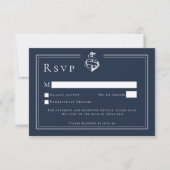 Blue White Minimal Nautical Anchor Coastal Wedding RSVP Kaartje (Voorkant)