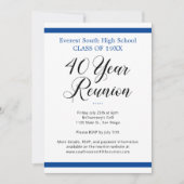 Blue White Minimalist 40 jaar 40e klas reünie Kaart (Voorkant)