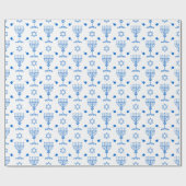 Blue White Minimalist Menorah David Star Hanukkah Cadeaupapier (Vlak)