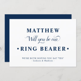 Blue White Minimalist Ring Bearer Proposal Kaart