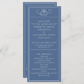 Blue & White Minimalist Wedding Program Programmakaart (Voorkant / Achterkant)