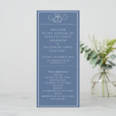 Blue & White Minimalist Wedding Program Programmakaart (Staand voorkant)