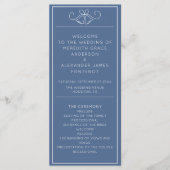 Blue & White Minimalist Wedding Program Programmakaart (Voorkant)