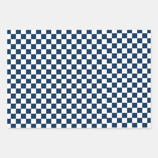 Blue White Modern Check  Inpakpapier Vel (Voorkant 3)