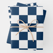 Blue White Modern Check  Inpakpapier Vel (In situ)