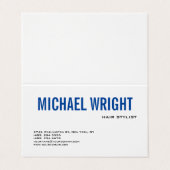Blue White Modern Plain Simple Minimalist Visitekaartje (Buitenkant ongevouwen)