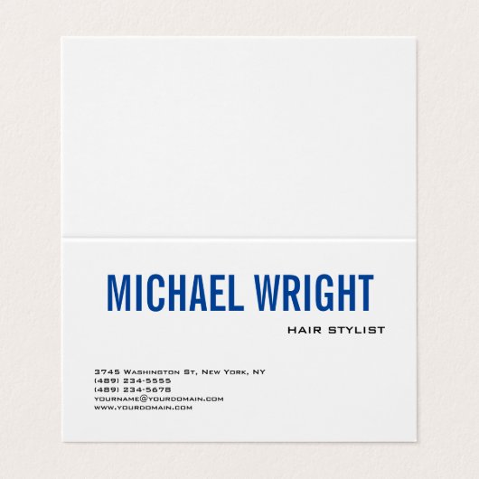 Blue White Modern Plain Simple Minimalist Visitekaartje (Buitenkant ongevouwen)