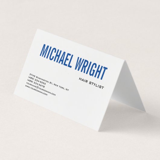 Blue White Modern Plain Simple Minimalist Visitekaartje (Voorkant)