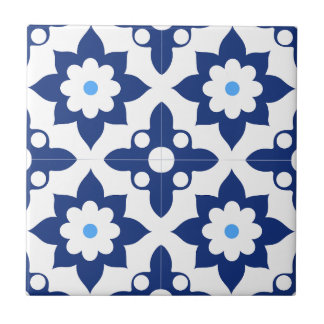  Blue &White Modern ِStylish Abstract Geometric Tegeltje