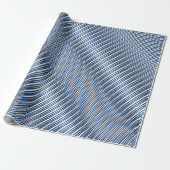 Blue White Moiré Stripes Optische illusie Abstract Cadeaupapier (Uitgerold)