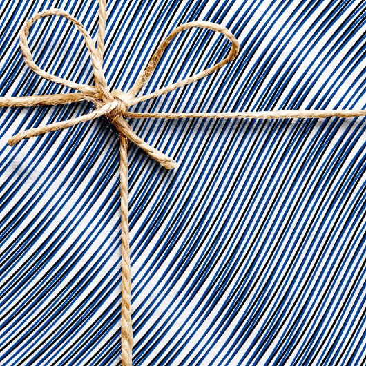 Blue White Moiré Stripes Optische illusie Abstract Cadeaupapier