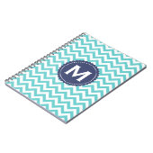 Blue White Monogram Chevron Pattern Notitieboek (Linkerzijde)