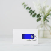 Blue White Monogram Consultant Visitekaartje (Staand voorkant)