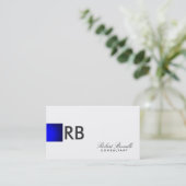 Blue White Monogram Consultant Visitekaartje (Staand voorkant)